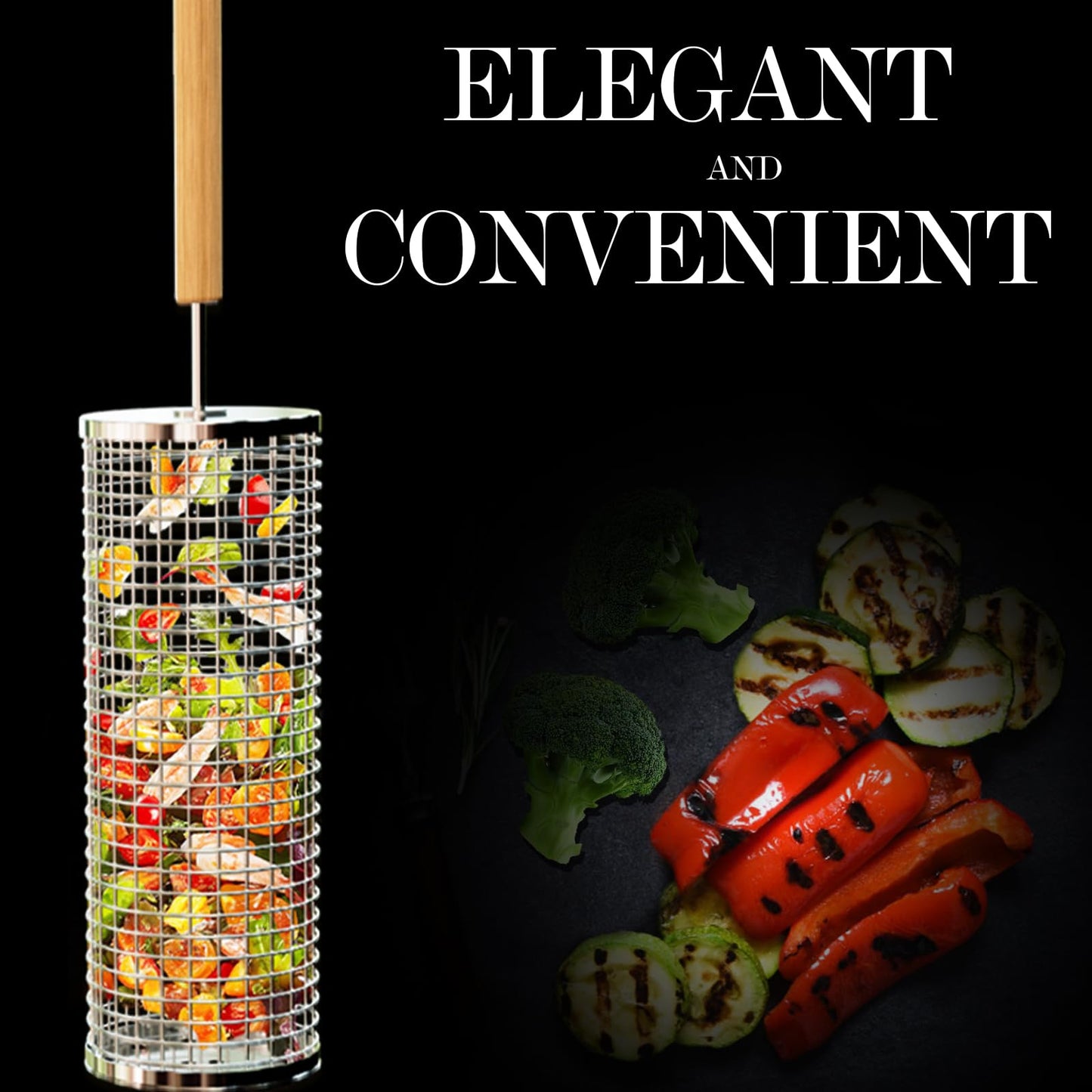 Rolling Grilling Basket with Handle