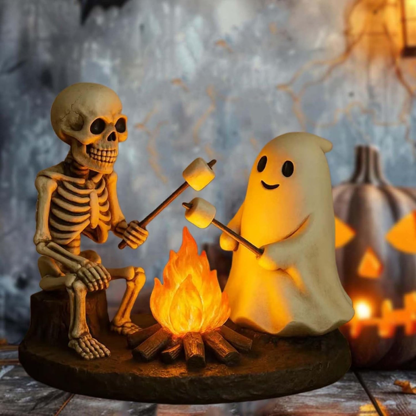 🎃Skeleton & Ghost Bonfire Night Lamp – Spooky Vibes for Your Halloween Décor!👻